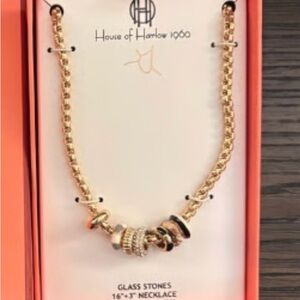 House of Harlow 1960 Gold Necklace with Glass Stones -Authentic